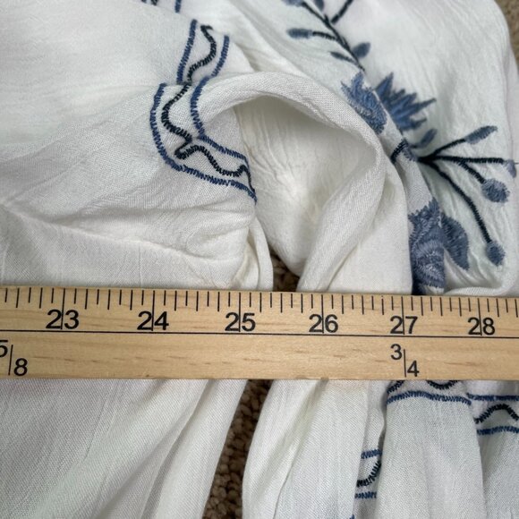 American Eagle Shirt Womens XXL White Embroidered Bohemian Off Shoulder Crop NWT - Picture 8 of 11